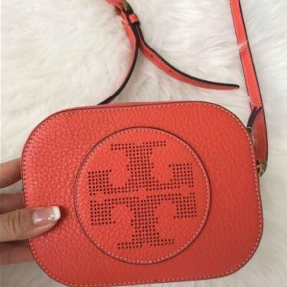 NWT Tory Burch Perforated Small Crossbody Orange - Picture 3 of 8